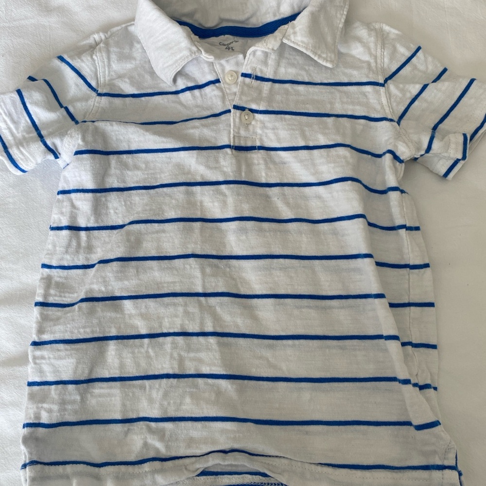 Carter's Blue and White Striped Polo Shirt